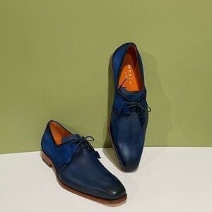 Mezlan shoes Oxford blue leather calf/suede